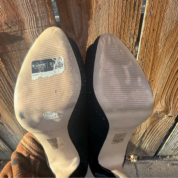 White House Black Market Black Open Toe Jewel Stiletto Heels Pumps Shoes Size 9 - Picture 6 of 10